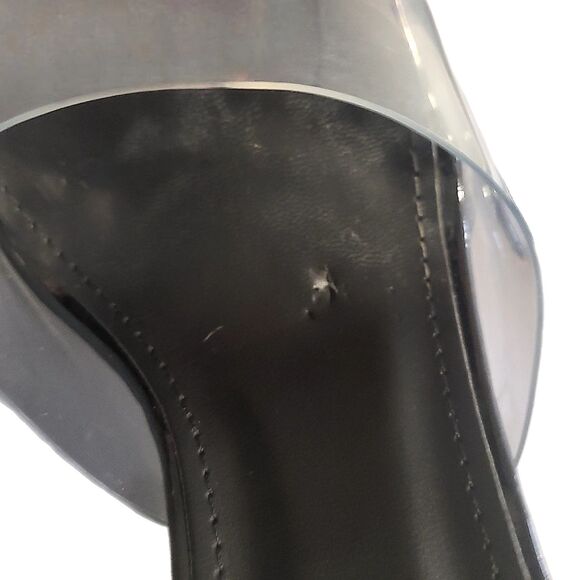 Superdown | Clear Acrylic & Black Cherie Open Toe Structured 4" Heels, Size 7 - Picture 8 of 11